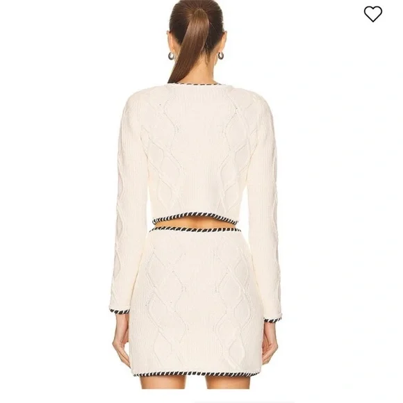 Self-Portrait Ivory Cardigan with Black Accents